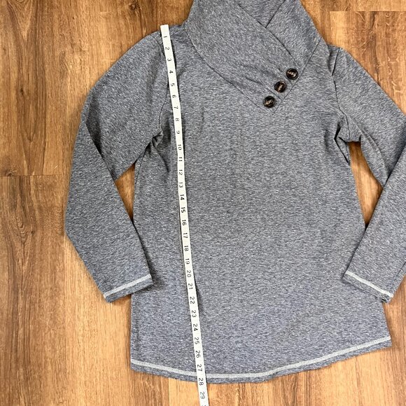 Soft Surroundings Gray Button Cowl Neck Tunic Top Sz M - Picture 4 of 10